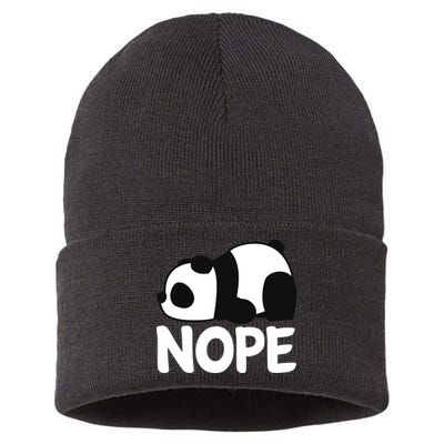 Adorable Animal Graphic Tired Sleeping Nope Cute Panda Bear Sustainable Knit Beanie
