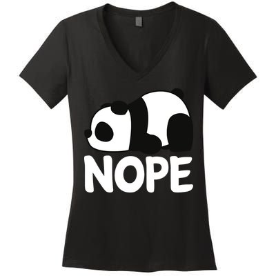Adorable Animal Graphic Tired Sleeping Nope Cute Panda Bear Women's V-Neck T-Shirt