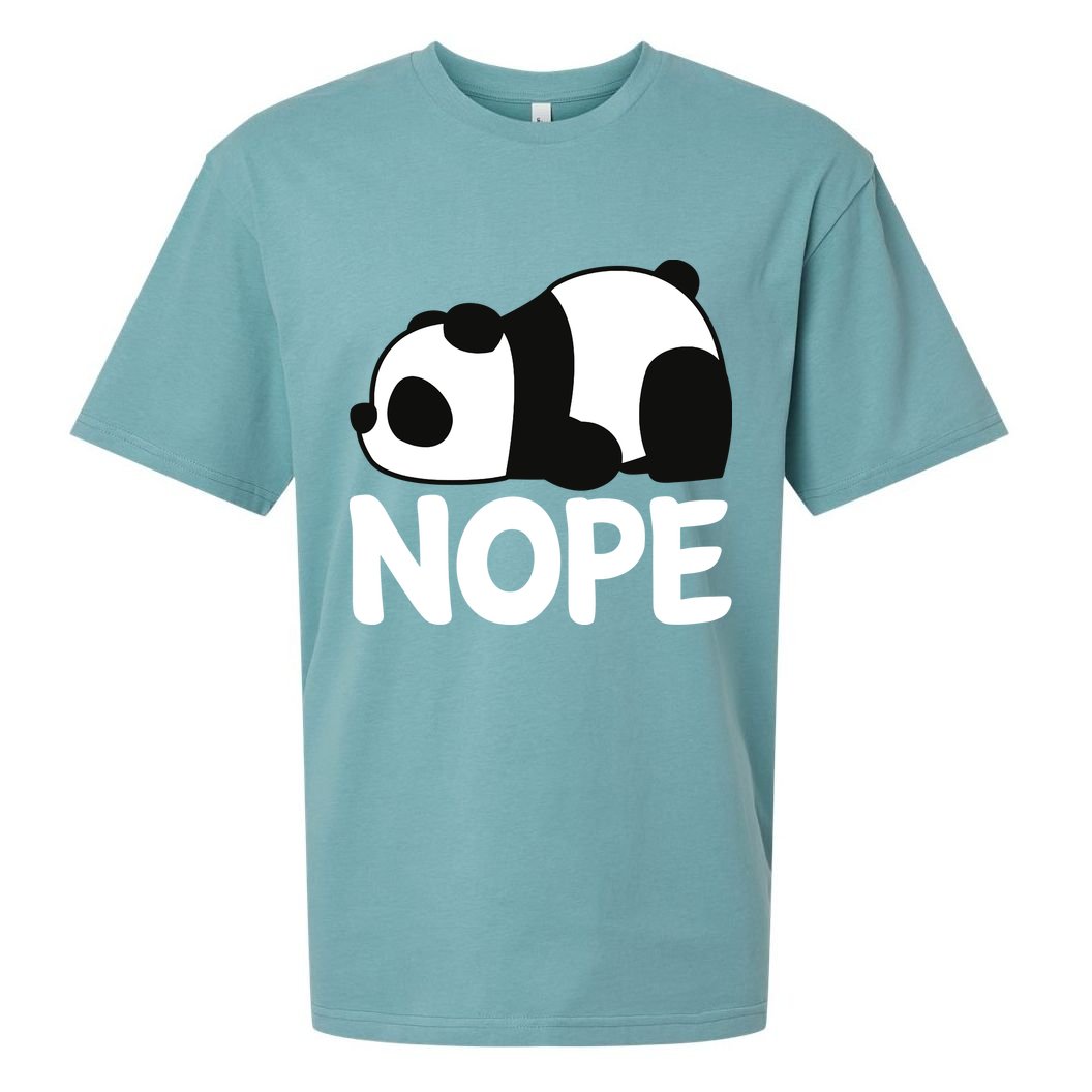 Adorable Animal Graphic Tired Sleeping Nope Cute Panda Bear Sueded Cloud Jersey T-Shirt