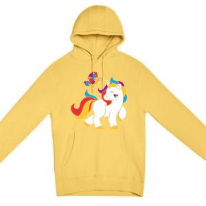 Autism Awareness Gift Unicorn Butterfly Autism Puzzle Premium Pullover Hoodie