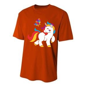 Autism Awareness Gift Unicorn Butterfly Autism Puzzle Performance Sprint T-Shirt