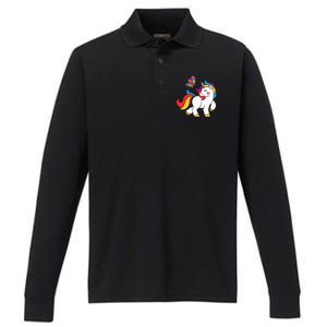 Autism Awareness Gift Unicorn Butterfly Autism Puzzle Performance Long Sleeve Polo