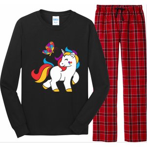 Autism Awareness Gift Unicorn Butterfly Autism Puzzle Long Sleeve Pajama Set