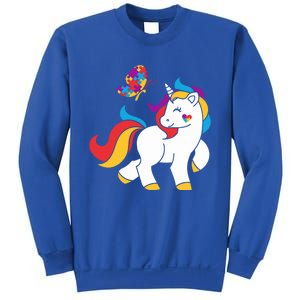 Autism Awareness Gift Unicorn Butterfly Autism Puzzle Sweatshirt