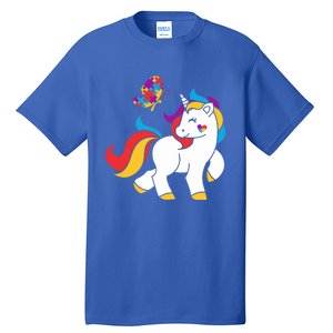 Autism Awareness Gift Unicorn Butterfly Autism Puzzle Tall T-Shirt