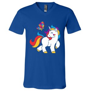 Autism Awareness Gift Unicorn Butterfly Autism Puzzle V-Neck T-Shirt