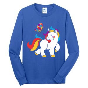 Autism Awareness Gift Unicorn Butterfly Autism Puzzle Tall Long Sleeve T-Shirt