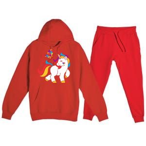 Autism Awareness Gift Unicorn Butterfly Autism Puzzle Premium Hooded Sweatsuit Set