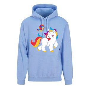 Autism Awareness Gift Unicorn Butterfly Autism Puzzle Unisex Surf Hoodie