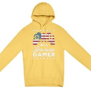 All American Gamer 4Th Of July Game Controller Premium Pullover Hoodie