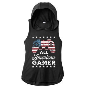 All American Gamer 4Th Of July Game Controller Ladies PosiCharge Tri-Blend Wicking Draft Hoodie Tank