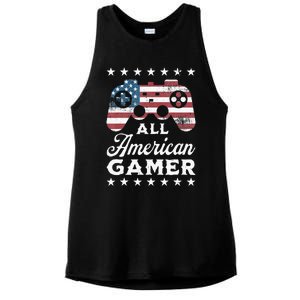 All American Gamer 4Th Of July Game Controller Ladies PosiCharge Tri-Blend Wicking Tank