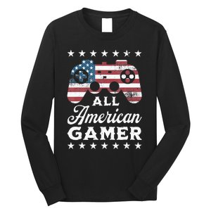 All American Gamer 4Th Of July Game Controller Long Sleeve Shirt