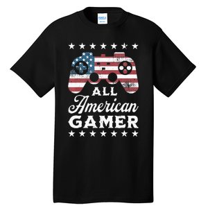 All American Gamer 4Th Of July Game Controller Tall T-Shirt