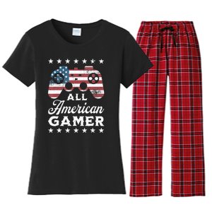 All American Gamer 4Th Of July Game Controller Women's Flannel Pajama Set