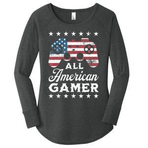 All American Gamer 4Th Of July Game Controller Women's Perfect Tri Tunic Long Sleeve Shirt