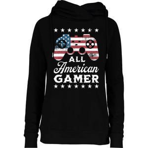 All American Gamer 4Th Of July Game Controller Womens Funnel Neck Pullover Hood