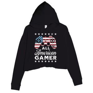 All American Gamer 4Th Of July Game Controller Crop Fleece Hoodie