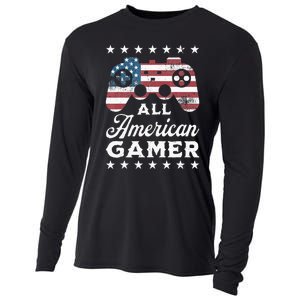 All American Gamer 4Th Of July Game Controller Cooling Performance Long Sleeve Crew