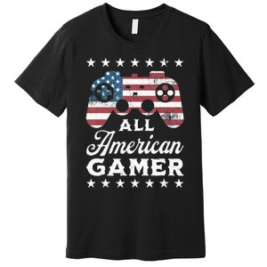 All American Gamer 4Th Of July Game Controller Premium T-Shirt