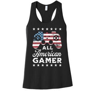 All American Gamer 4Th Of July Game Controller Women's Racerback Tank