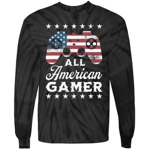 All American Gamer 4Th Of July Game Controller Tie-Dye Long Sleeve Shirt