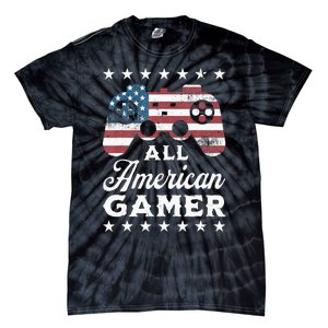 All American Gamer 4Th Of July Game Controller Tie-Dye T-Shirt