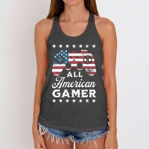 All American Gamer 4Th Of July Game Controller Women's Knotted Racerback Tank