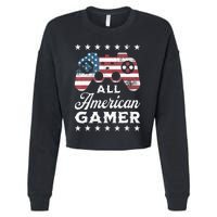 All American Gamer 4Th Of July Game Controller Cropped Pullover Crew