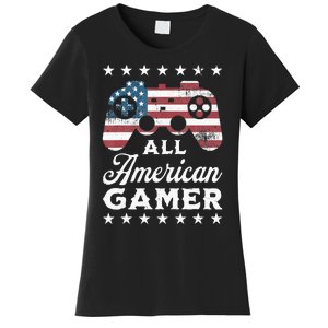 All American Gamer 4Th Of July Game Controller Women's T-Shirt