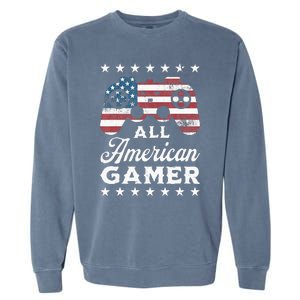 All American Gamer 4Th Of July Game Controller Garment-Dyed Sweatshirt