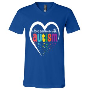 Autism Awareness Gift I Love Someone With Autism Gift V-Neck T-Shirt