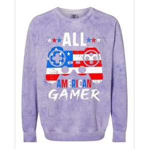 All American Gamer 4Th Of July Gaming Lovers Patriotic Colorblast Crewneck Sweatshirt