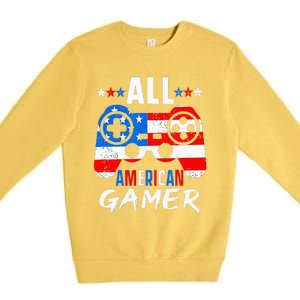 All American Gamer 4Th Of July Gaming Lovers Patriotic Premium Crewneck Sweatshirt