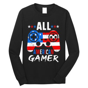 All American Gamer 4Th Of July Gaming Lovers Patriotic Long Sleeve Shirt