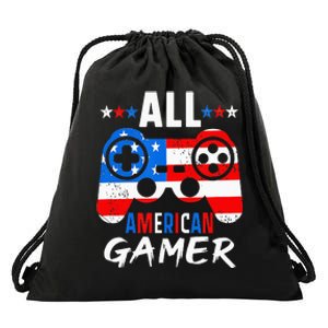 All American Gamer 4Th Of July Gaming Lovers Patriotic Drawstring Bag