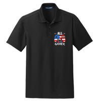 All American Gamer 4Th Of July Gaming Lovers Patriotic Dry Zone Grid Polo