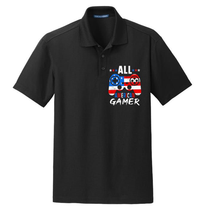 All American Gamer 4Th Of July Gaming Lovers Patriotic Dry Zone Grid Polo