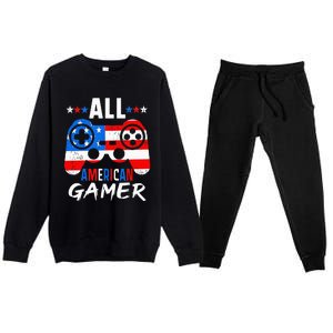 All American Gamer 4Th Of July Gaming Lovers Patriotic Premium Crewneck Sweatsuit Set