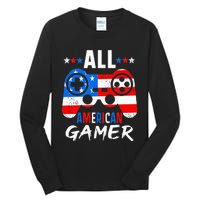 All American Gamer 4Th Of July Gaming Lovers Patriotic Tall Long Sleeve T-Shirt