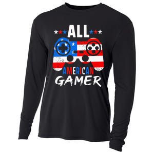 All American Gamer 4Th Of July Gaming Lovers Patriotic Cooling Performance Long Sleeve Crew