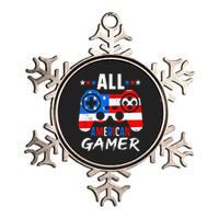 All American Gamer 4Th Of July Gaming Lovers Patriotic Metallic Star Ornament