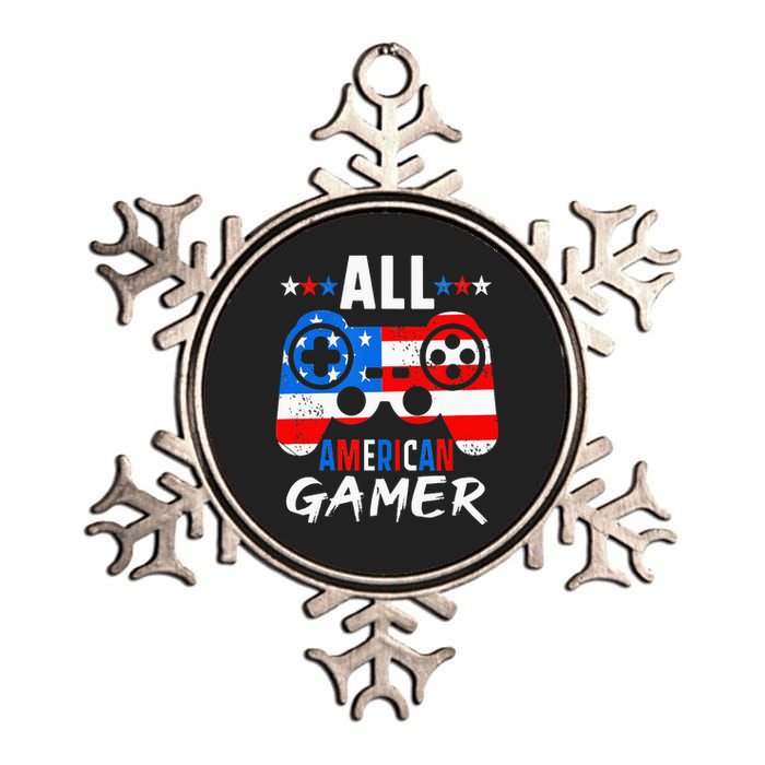 All American Gamer 4Th Of July Gaming Lovers Patriotic Metallic Star Ornament