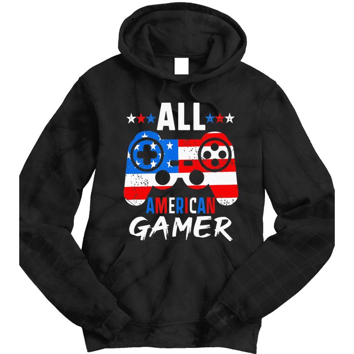 All American Gamer 4Th Of July Gaming Lovers Patriotic Tie Dye Hoodie