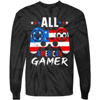 All American Gamer 4Th Of July Gaming Lovers Patriotic Tie-Dye Long Sleeve Shirt