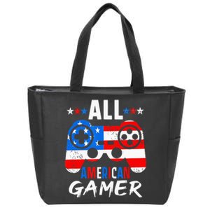 All American Gamer 4Th Of July Gaming Lovers Patriotic Zip Tote Bag