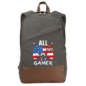 All American Gamer 4Th Of July Gaming Lovers Patriotic Cotton Canvas Backpack