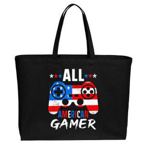 All American Gamer 4Th Of July Gaming Lovers Patriotic Cotton Canvas Jumbo Tote