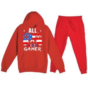 All American Gamer 4Th Of July Gaming Lovers Patriotic Premium Hooded Sweatsuit Set