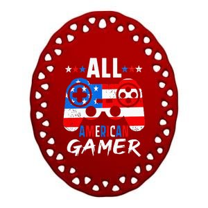 All American Gamer 4Th Of July Gaming Lovers Patriotic Ceramic Oval Ornament